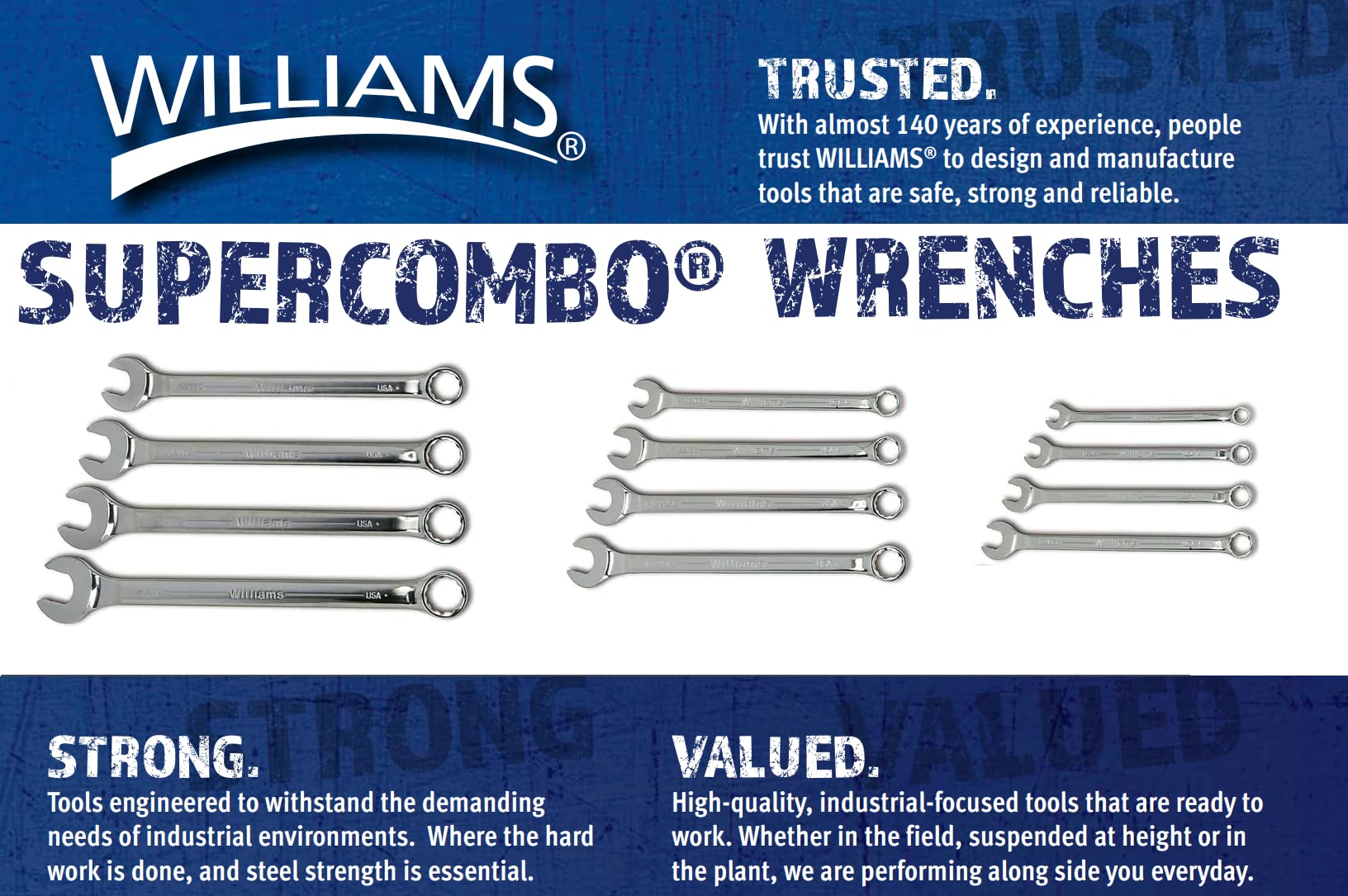 Williams MWS-18A 18-Piece Super Combo Wrench Set - Professional Grade Chrome Vanadium Steel Tools for Automotive Repair, Plumbing & DIY Projects - Perfect for Mechanics, Handymen & Home Improvement