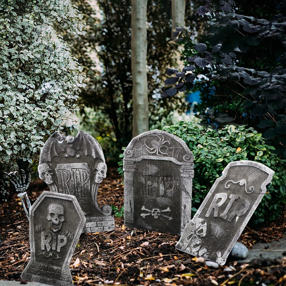Lightweight Foam Tombstone Halloween Decorations - Spooky Graveyard RIP Tombstones for Outdoor Halloween Party & Yard Décor | Perfect for Haunted House, Trick-or-Treat Displays & Halloween Scenes
