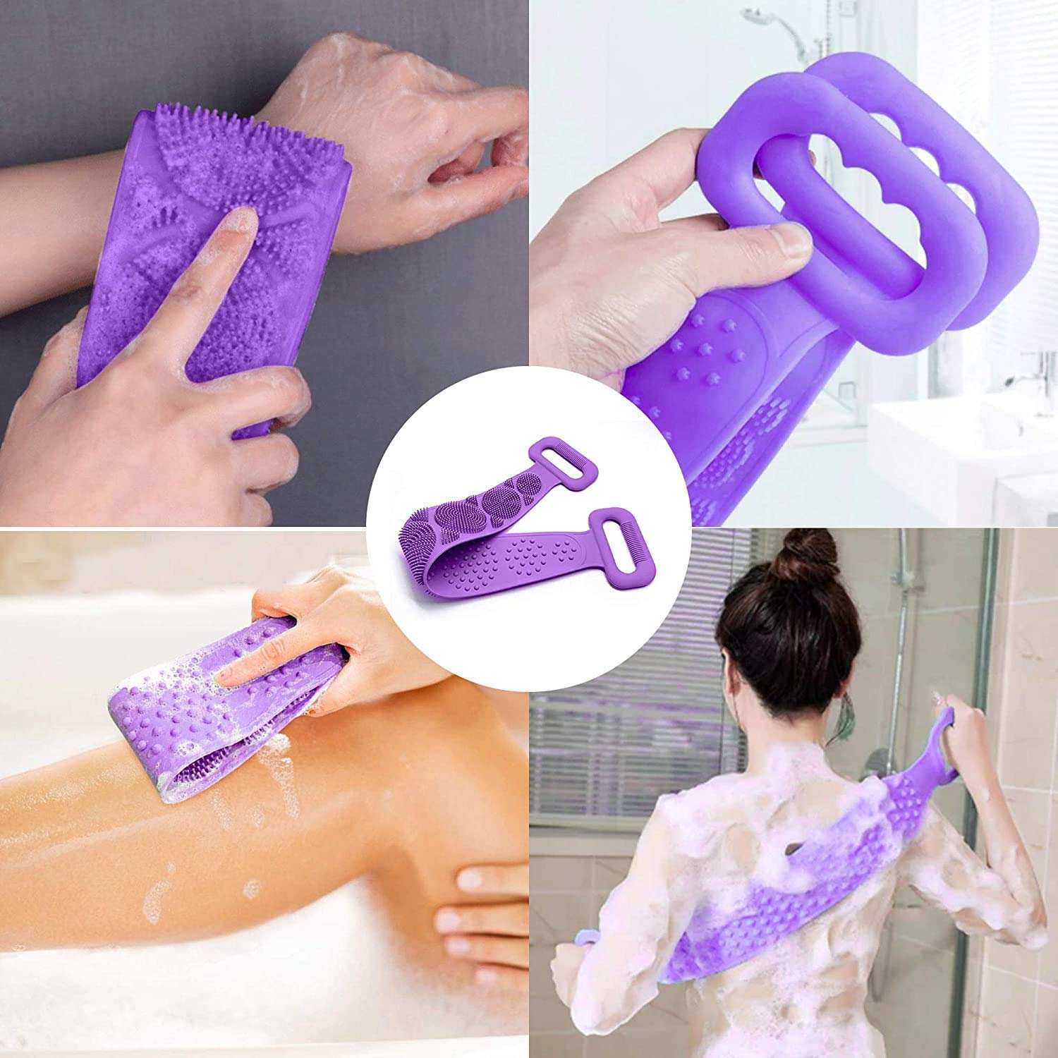 MIRARIYA Silicone Body Scrubber - Dual-Sided Exfoliating Brush for Deep Skin Cleaning & Massage - Shower & Bath Use