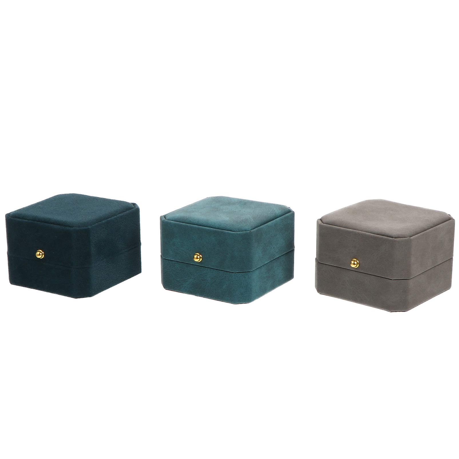 Cabilock 3-Piece Wedding Ring Box Set - Geometric Octagonal Jewelry Storage Box for Engagement, Proposal & Wedding - Elegant Square Stand for Rings & Jewelry - Perfect for Gifts, Ceremonies & Special Occasions