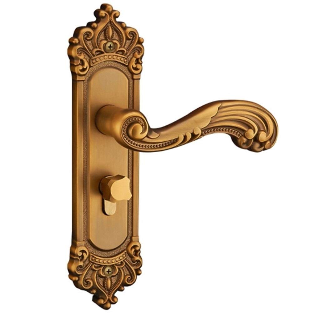 Vintage European Style Door Lock - Retro Bedroom Door Handle, Interior Anti-Theft Safety Lock, Aluminum Alloy (Gold) - Perfect for Home, Office & Hotel Security