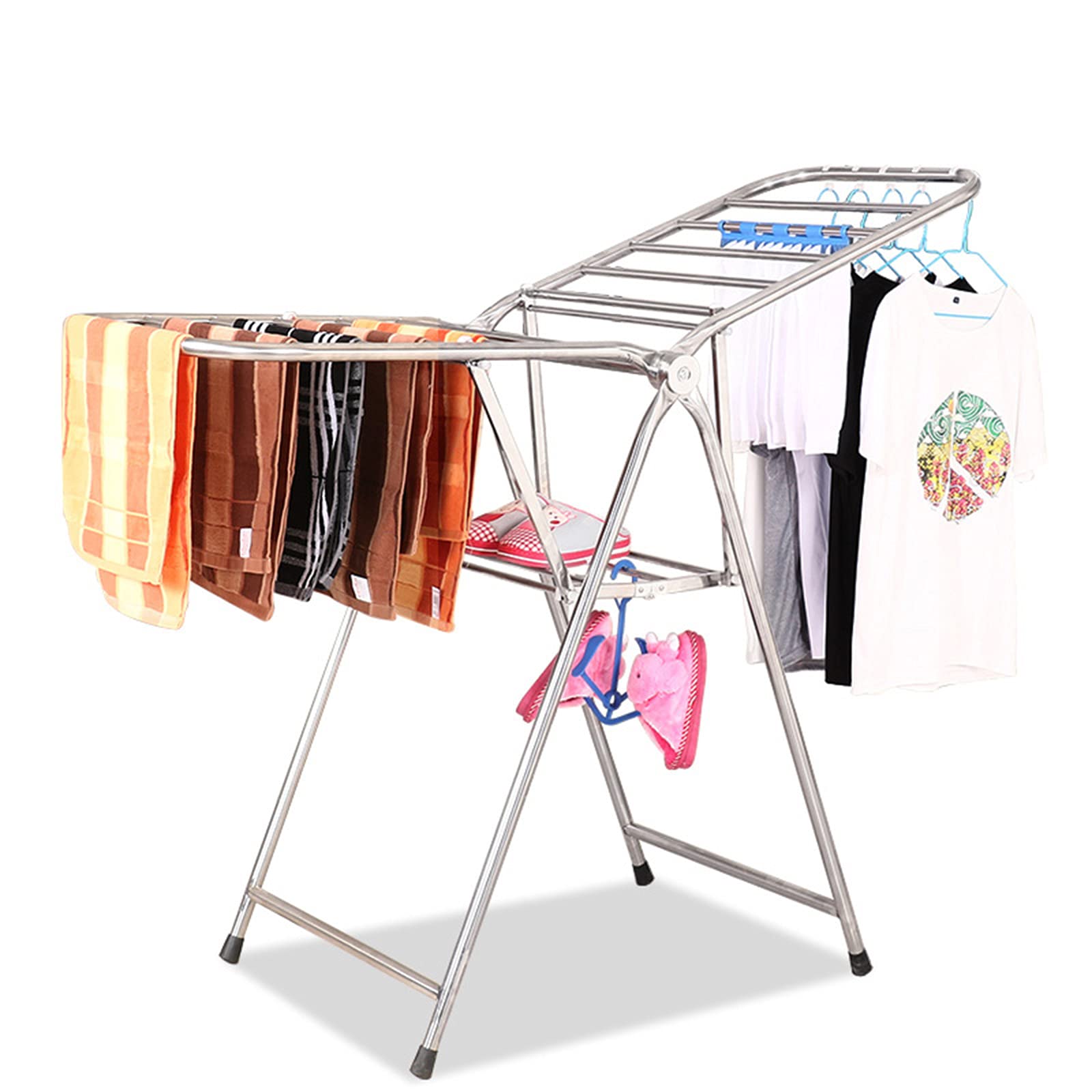 2-Tier Heavy Duty Clothes Drying Rack - Large Space-Saving Garment Organizer for Indoor/Outdoor Use - Perfect for Laundry Room, Balcony, Camping & Small Apartments
