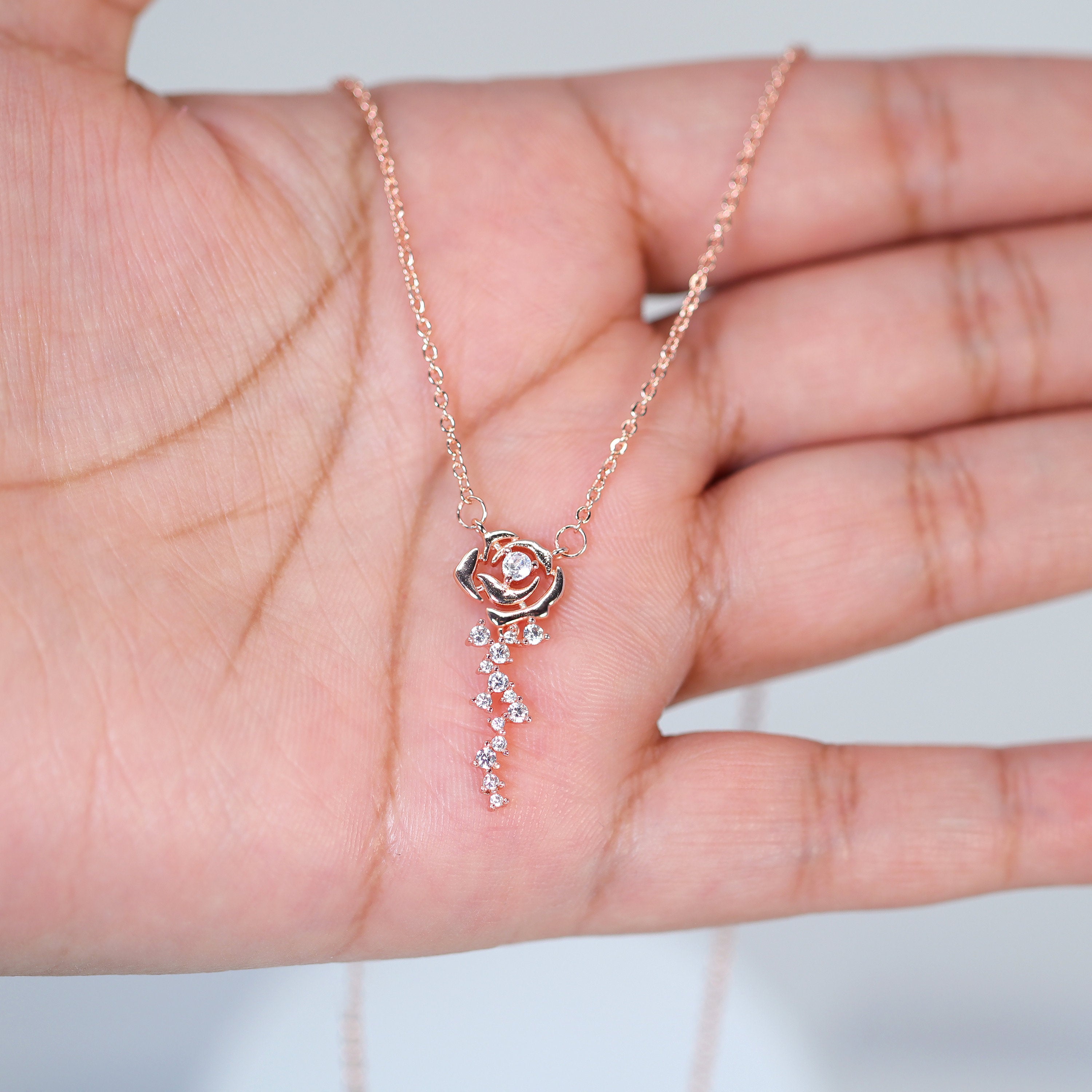 Swarovski Crystals Dainty Eternal Rose Necklace - Romantic Rose Day Gift for Women, Bridal Jewelry, Bridesmaid Statement Necklace | Perfect for Weddings, Anniversaries & Special Occasions