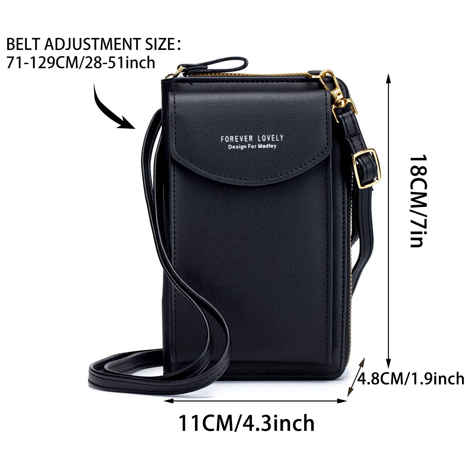Premium PU Leather Crossbody Phone Bag for Women - Slim Wallet Purse with Adjustable Long Strap (Fits iPhone 14/13 & 6.1