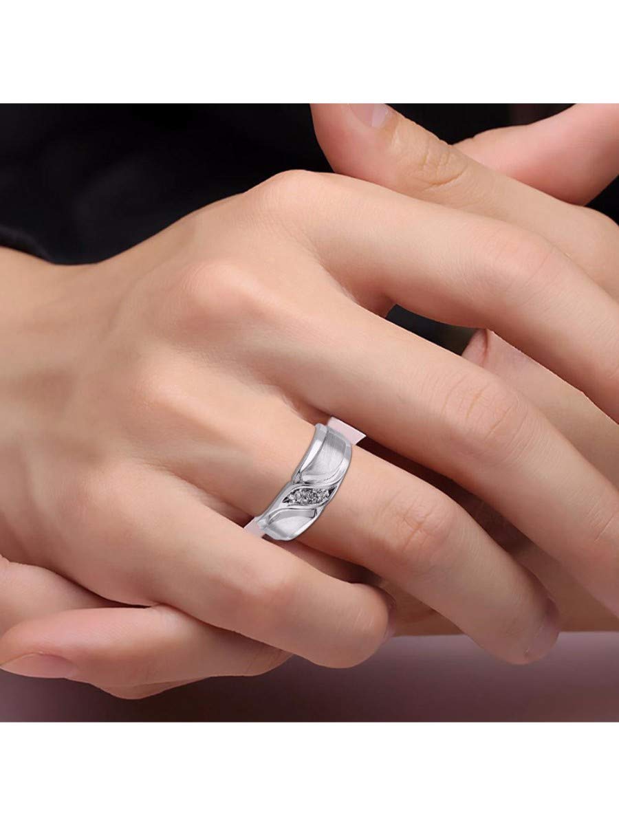 Rylos Sterling Silver His & Hers Wedding Band Ring with Genuine Diamonds - Sizes 6-13 | Elegant Mens Jewelry for Anniversary, Engagement & Special Occasions