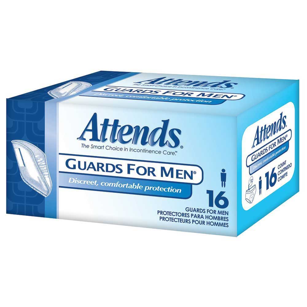 Attends MG0400 Bladder Control Pads for Men - Light Absorbency Disposable Incontinence Guards with Polymer Technology (16 Count/Box) - Ideal for Active Lifestyles & Daily Protection