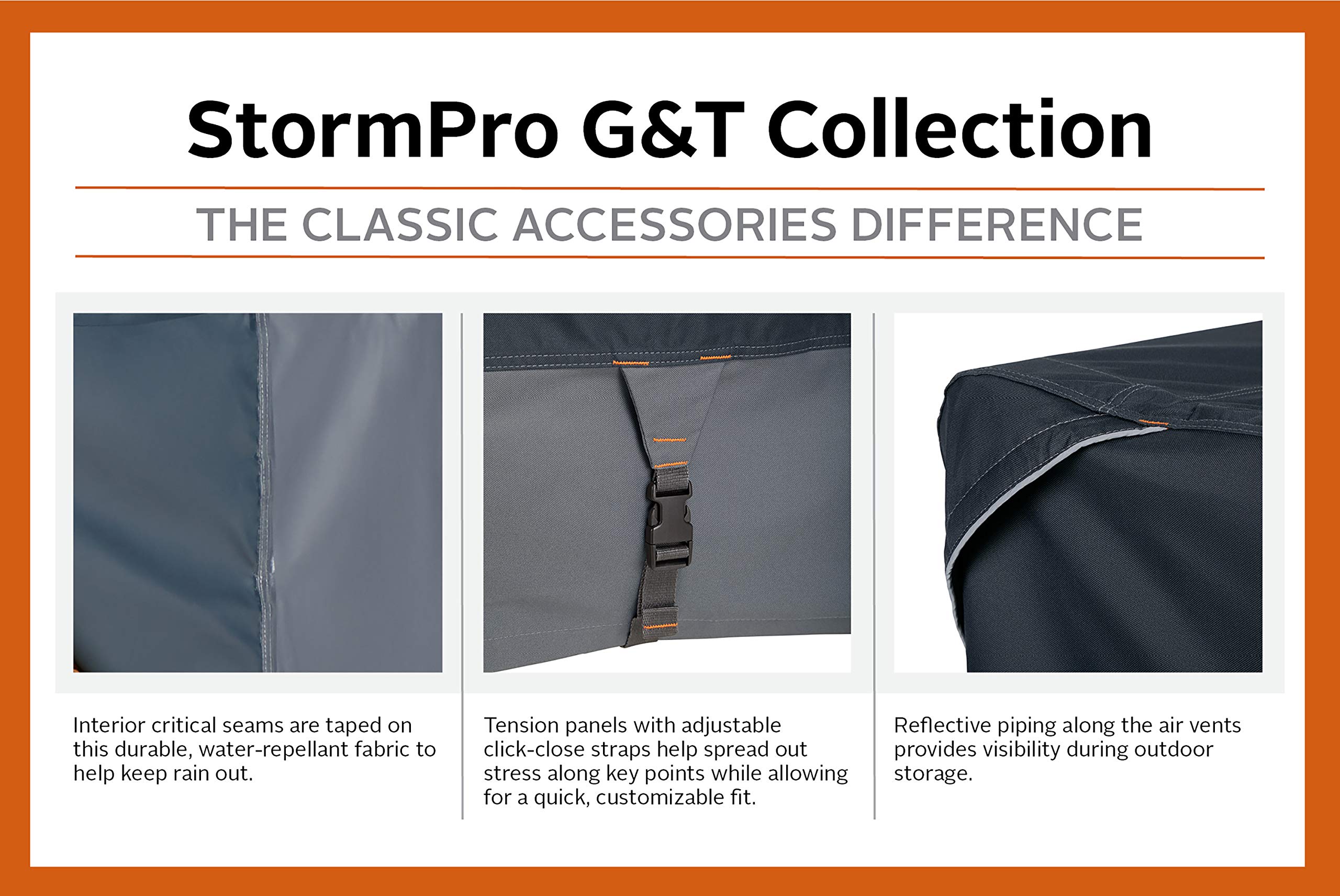 Classic Accessories StormPro Waterproof Heavy-Duty Zero Turn Mower Cover for 50-Inch Decks - Outdoor Lawn Equipment Protection