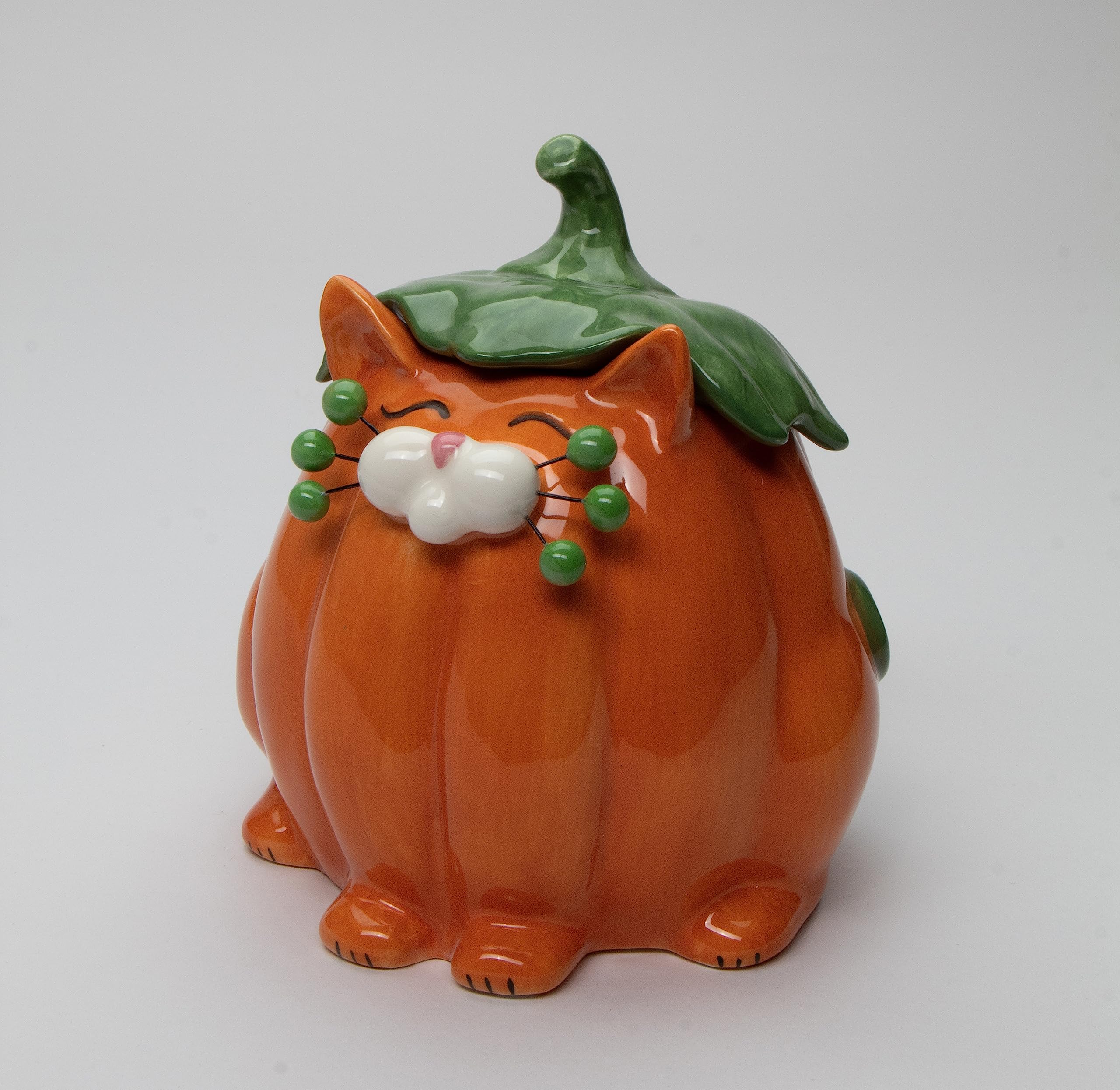 Premium Ceramic Whisker-Friendly Pumpkin Cat Treat Bowl - 7.25 Inch Height - Perfect for Halloween, Thanksgiving & Everyday Pet Snacks