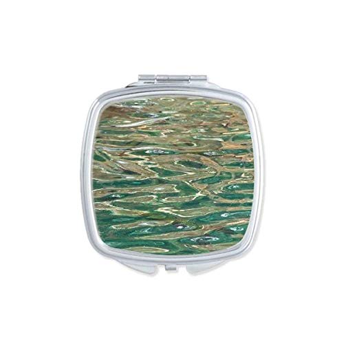 DIYthinker Portable Compact Pocket Mirror - Double Sided Glass with Blue Waves Fish & Water Ripple Design - Perfect for Makeup, Travel, and Everyday Use
