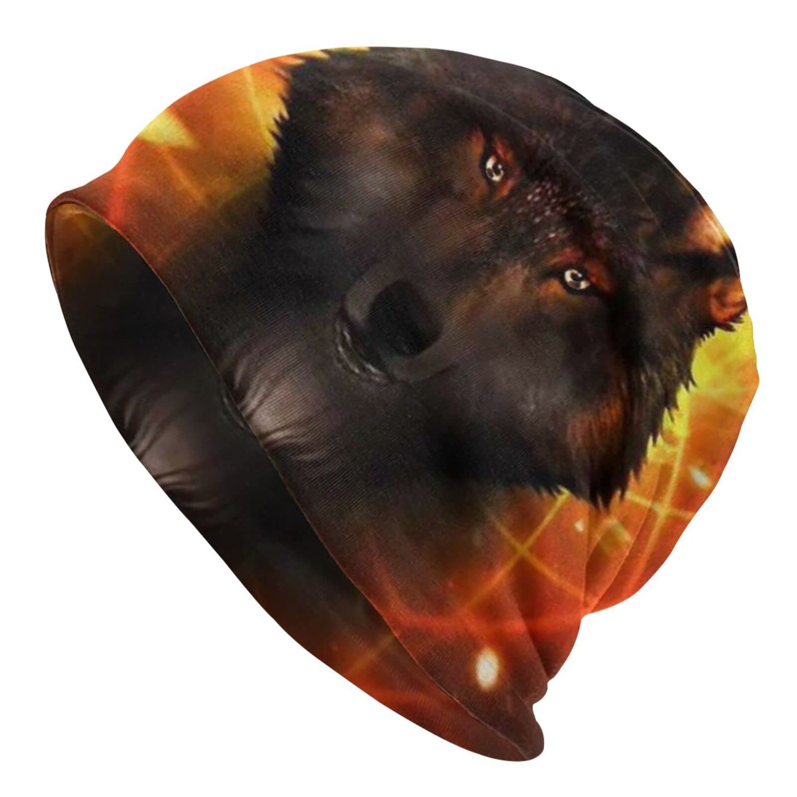 Ocsoc Yin Yang Moon Phase Wolf Slouchy Beanie - Knit Skull Cap for Men & Women - Warm Winter & Cool Summer Hat for Skiing, Hiking, and Outdoor Activities