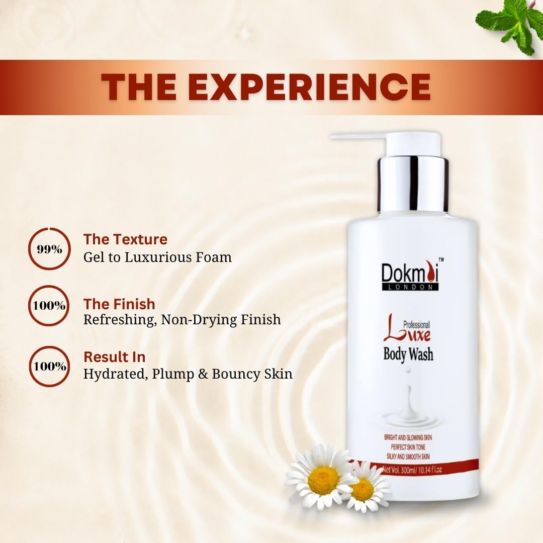 Dokmai London Professional Luxe Body Wash for Bright & Glowing Skin - Perfect Skin Tone (300ml) | Hydrating & Nourishing for Daily Shower & Spa Relaxation