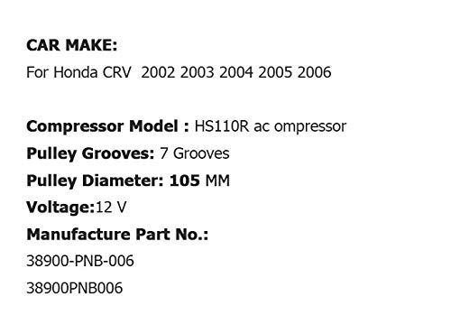 GOWE AC Compressor Clutch Set for 2002-2006 Honda CR-V - HS110R 38900-PNB-006 38900PNB006 - Perfect for AC System Repairs & Maintenance