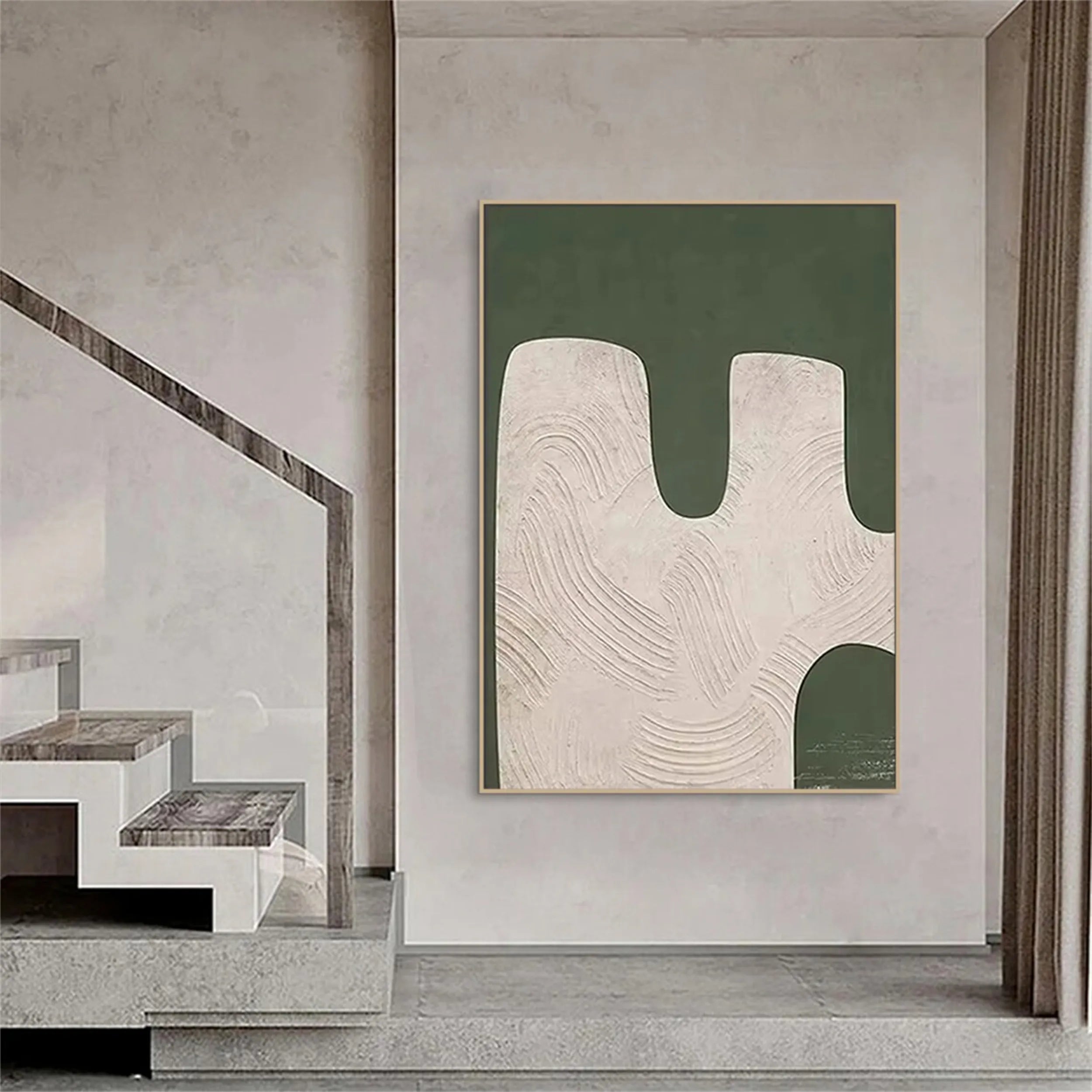 Blue & Green Abstract Wall Art Canvas Print #BG051 - Modern Home Decor for Living Room, Bedroom & Office