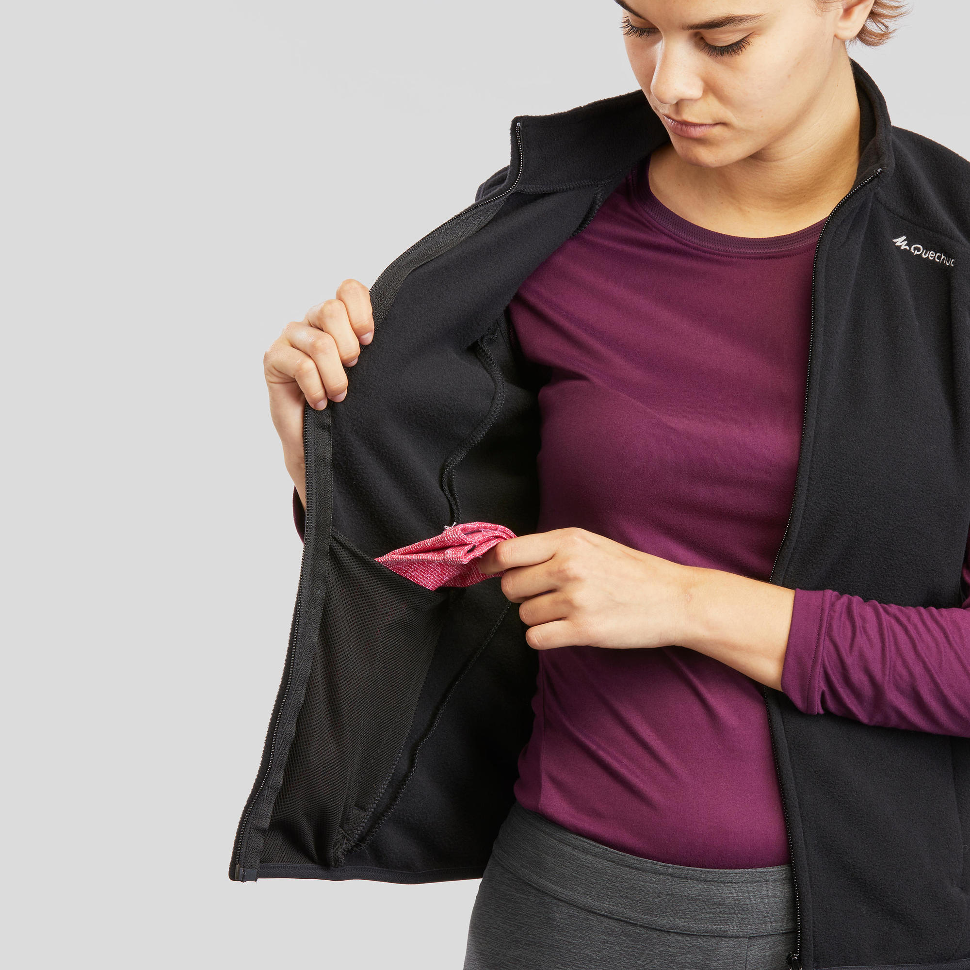 Quechua Women's MH120 Lightweight Fleece Vest for Hiking, Outdoor Activities & Travel | Warm Layering for Cold Weather Adventures