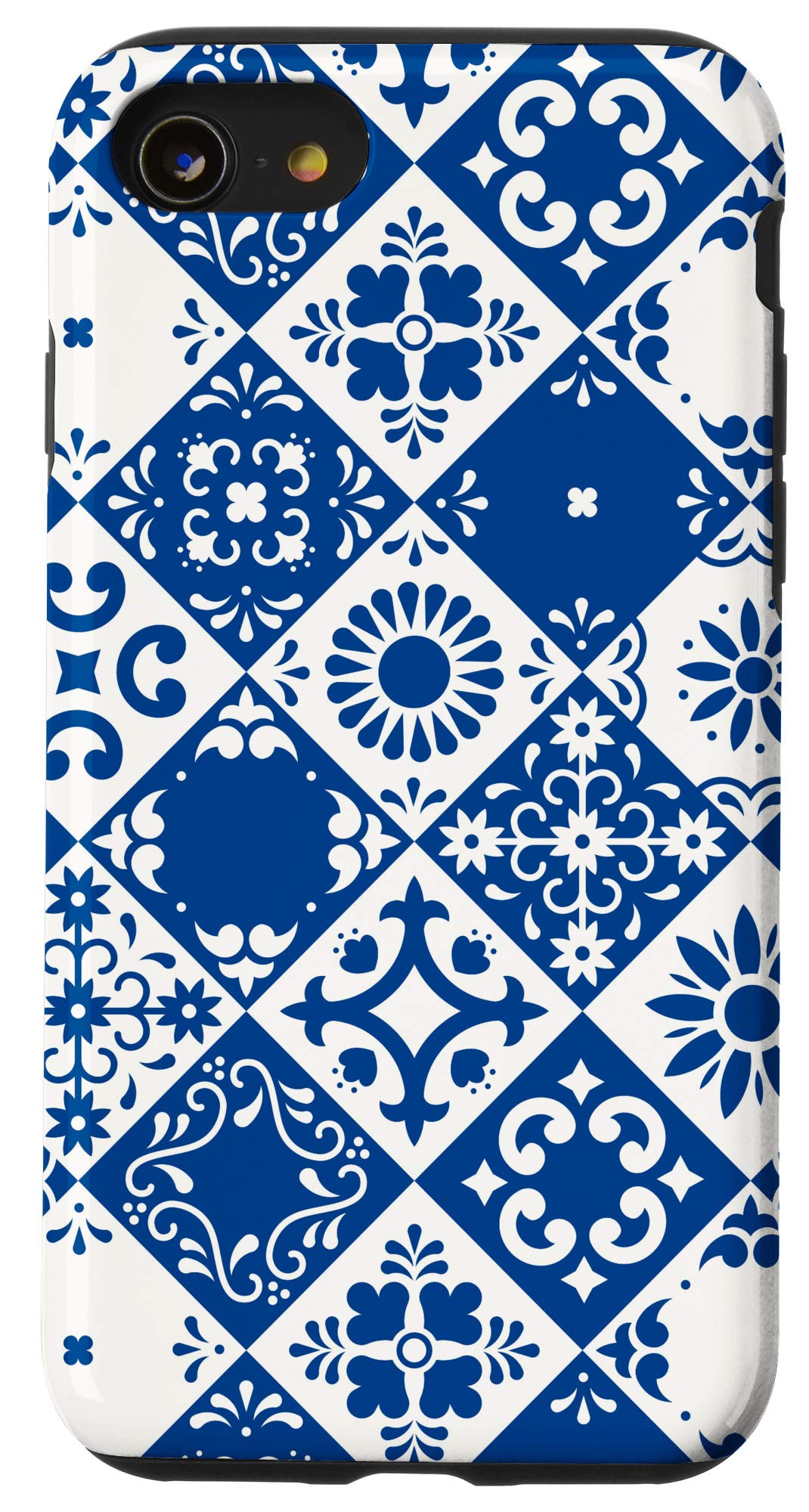 Premium Talavera Tile Pattern Phone Case for iPhone SE (2020)/7/8 - Blue & White Spanish Design - Perfect Gift & Travel Accessory for Spain Lovers