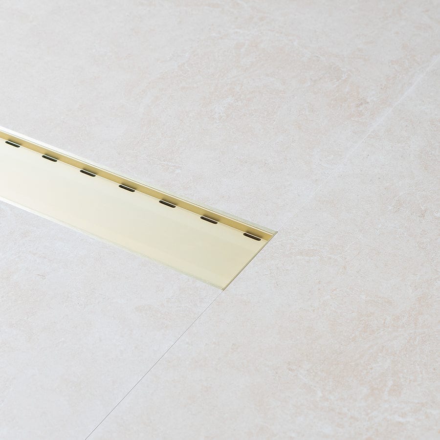 1M Brushed Brass Aluminum Floor Drain - Durable & Stylish Bathroom & Shower Drain for Modern Homes