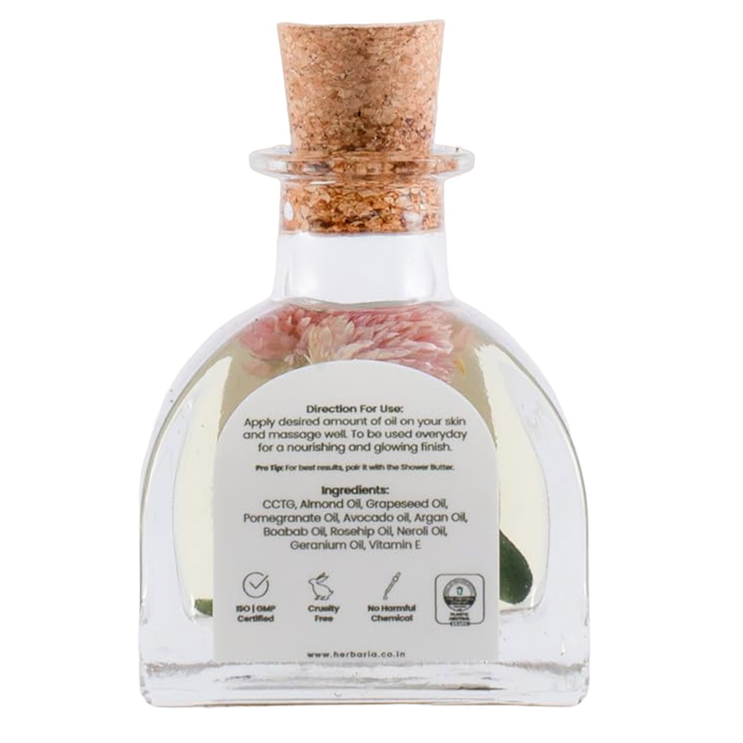 Herbaria Daily Moisturizing Body Oil - White Floral Scent | 100% Vegan Luxury Hydrating Skin Care with Almond, Grapeseed & Argan Oils | All-Season Moisture for Dry Skin | Perfect for Massage, After Shower & Nighttime Skincare Routine