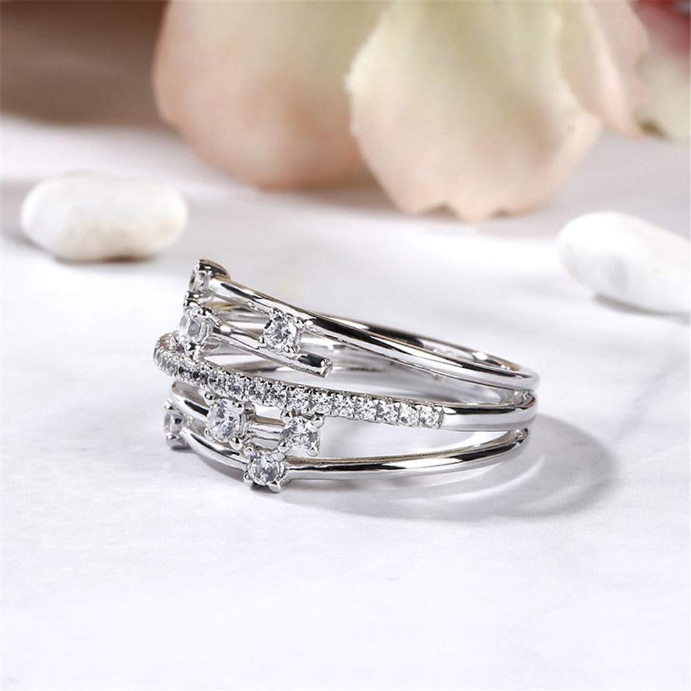 1 Carat Star Rings for Women | Sterling Silver Cocktail Engagement Rings | Three Row White Diamond Wedding Band | Cubic Zirconia Anniversary Promise Rings | Birthday Gift with Jewelry Box | Perfect for Weddings, Anniversaries & Special Occasions