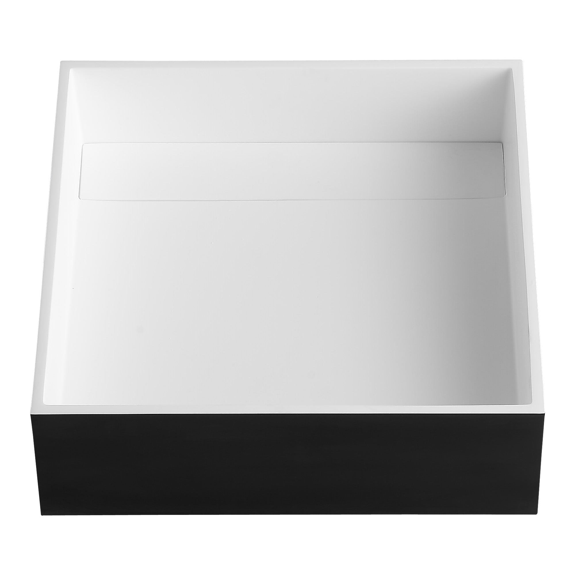Ancona Square Pure Acrylic Stone Vessel Bathroom Sink - Matte White & Black Modern Countertop Basin - Perfect for Bathroom Vanity, Powder Room, and Luxury Home Decor