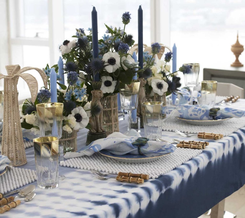 Premium Navy & Periwinkle Duo Dye Tablecloth - Waterproof & Stain-Resistant Rectangular Table Cover for Indoor/Outdoor Dining, Parties, and Picnics