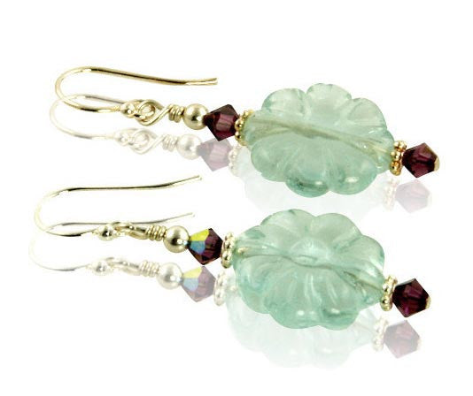 Aqua Flower Gemstone Beaded Earrings for Women - Handmade Dangle Boho Jewelry - Perfect for Parties, Weddings & Everyday Wear