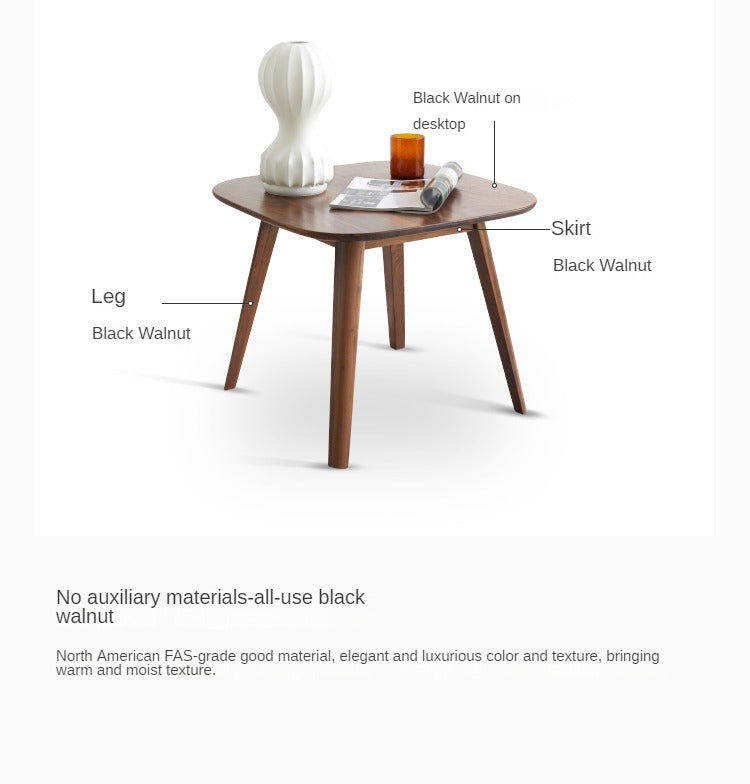 Solid Black Walnut Wood Side Table - Square End Table for Living Room, Bedroom & Office - Rustic Modern Home Decor Furniture
