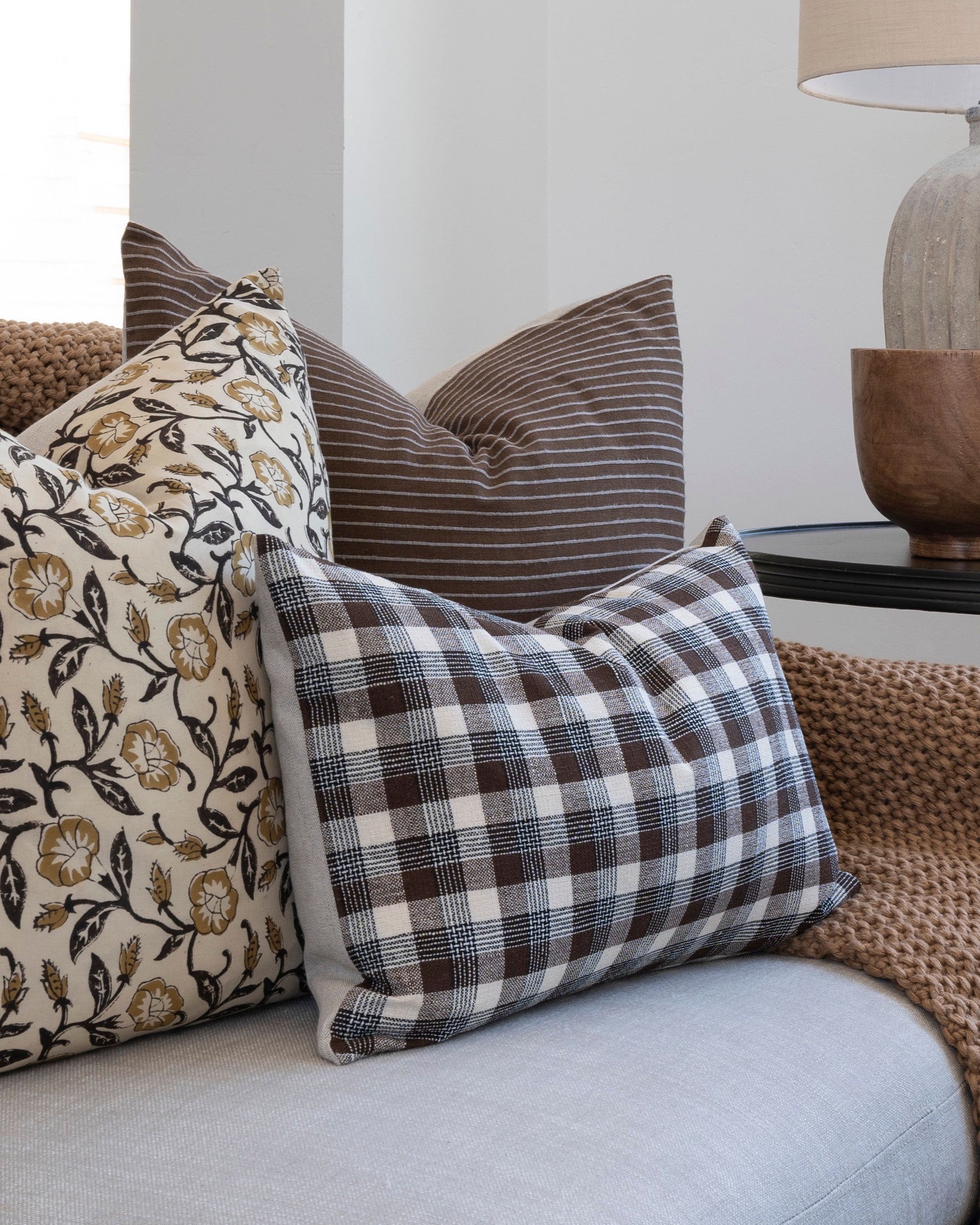 READY TO SHIP Designer Hawthorne Plaid Woven Pillow Cover - Luxury Home Decor for Living Room, Bedroom & Sofa
