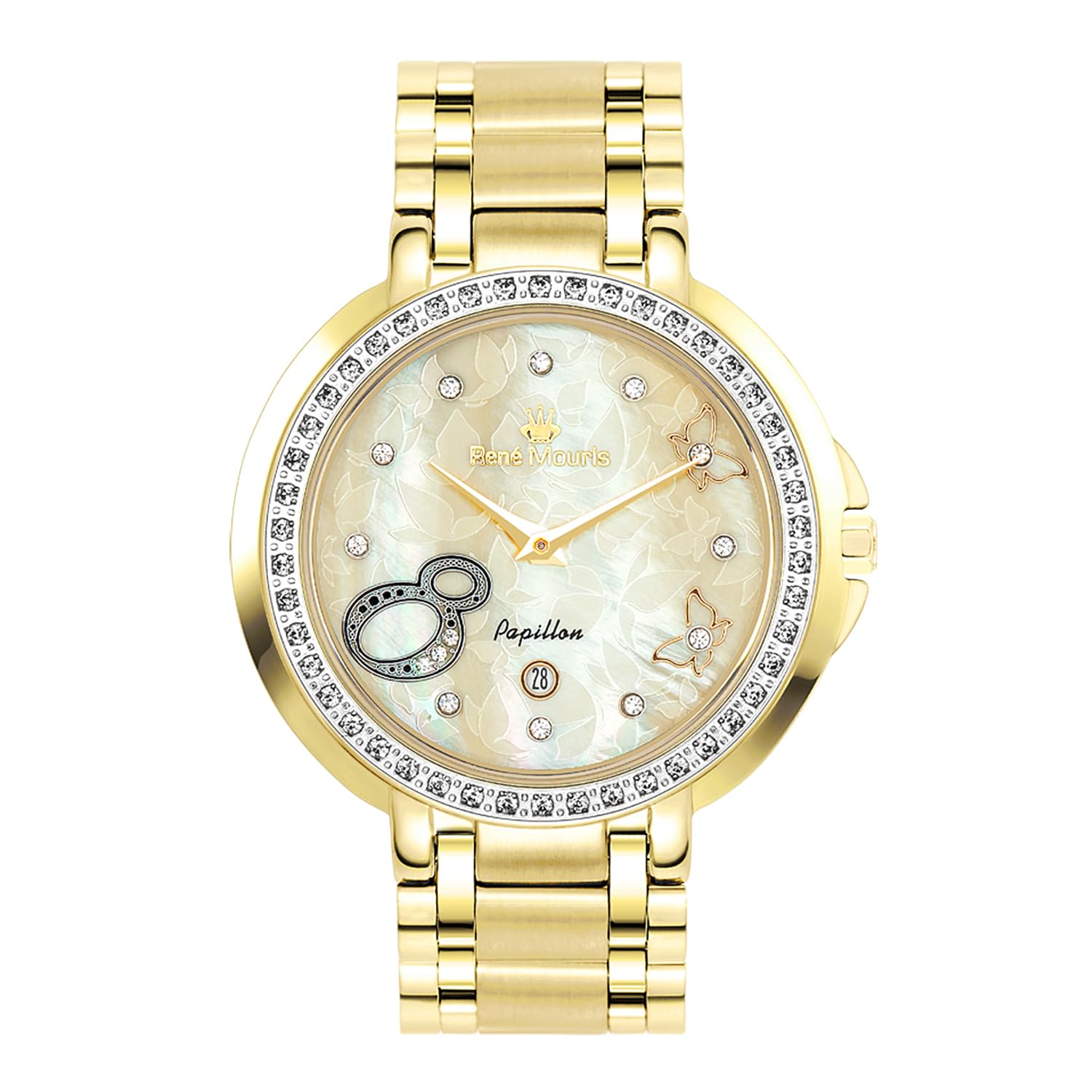 René Mouris Papillon Women's Luxury Watch - 36mm 316L Stainless Steel Case, Sapphire Coated Crystal, 50M Waterproof - Elegant Dress Watch for Business, Parties & Special Occasions
