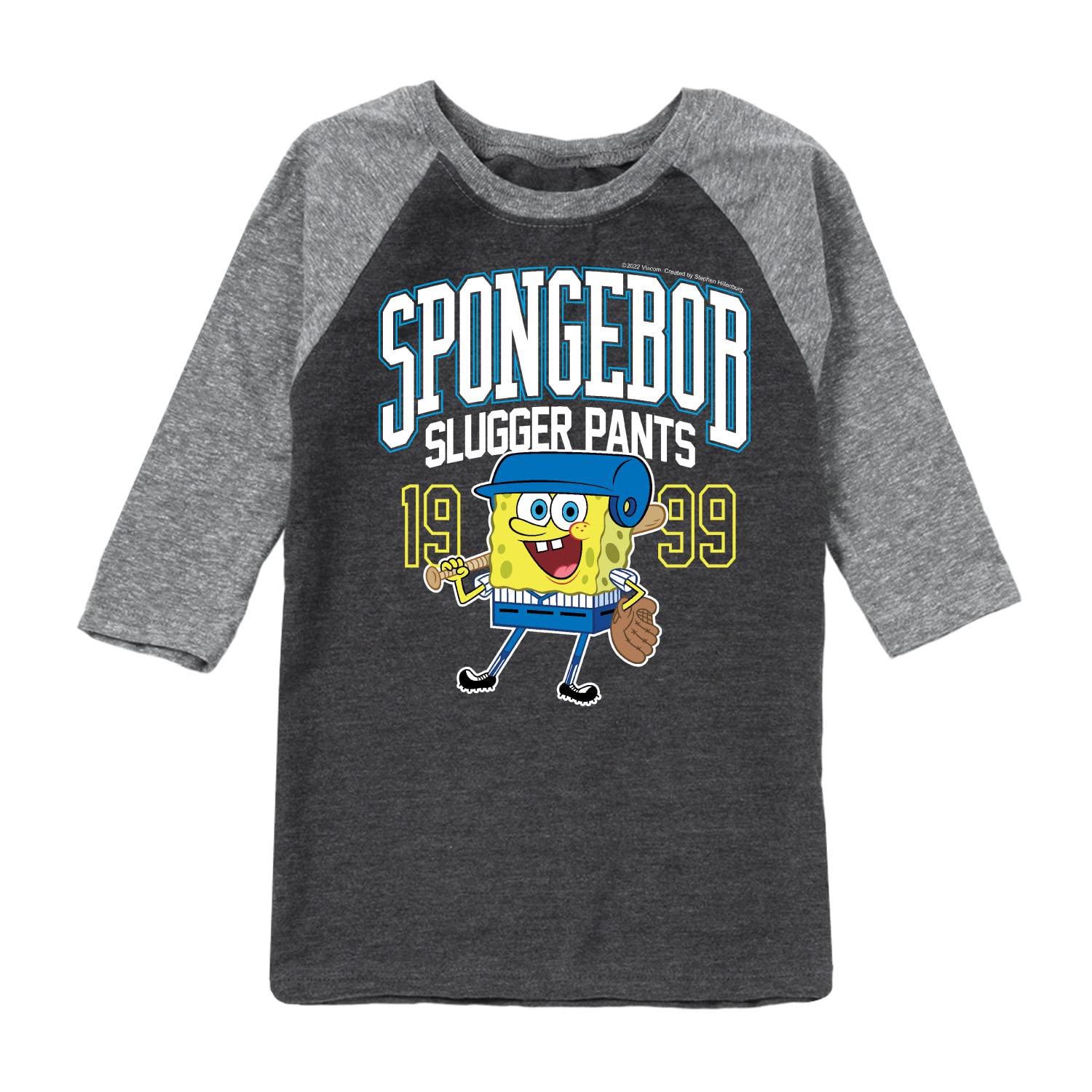 SpongeBob SquarePants Graphic T-Shirt for Toddlers & Kids | Soft Raglan Sleeve Baseball Tee | Cartoon Character Apparel for Playdates & School