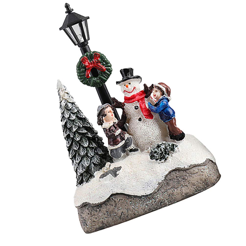 VALICLUD Mini Christmas LED Snowman Street Lamp - Resin Fairy Garden Decorations for DIY Micro Landscape, Holiday Tabletop, and Winter Village Display