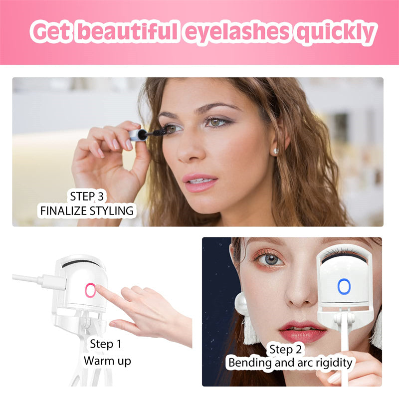 Best Electric Heated Eyelash Curler for Perfect Curls - Waterproof & Safe Eyelash Curling Wand - Perfect for Home Use, Travel & Professional Makeup