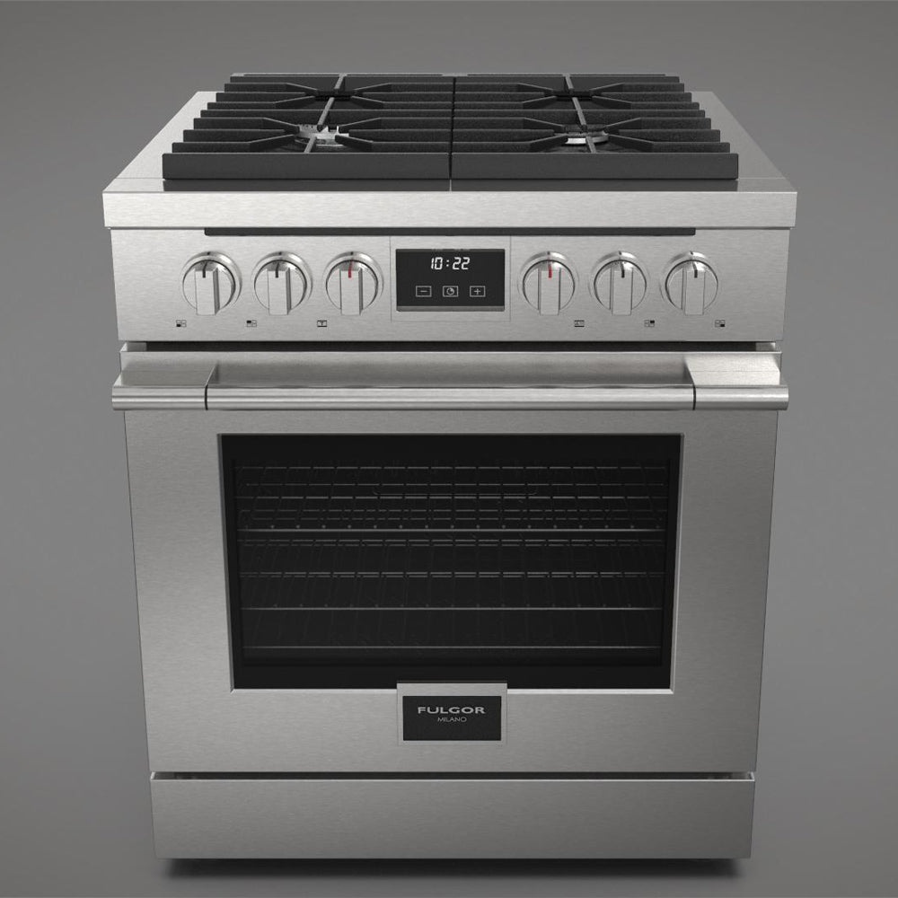 Fulgor Milano 30-inch 400 Series Accento All Gas Range - Stainless Steel (F4PGR304S2) | Professional Gas Stove for Home Kitchen Cooking, Baking & Entertaining