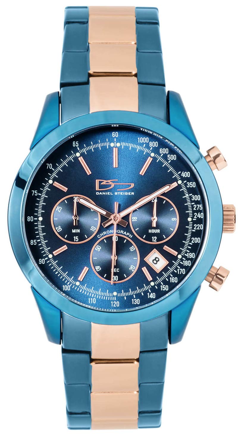Daniel Steiger Men's Evoke Chronograph Sports Watch - Waterproof 100M with Sunray Color Dials - Perfect for Swimming, Diving & Outdoor Activities