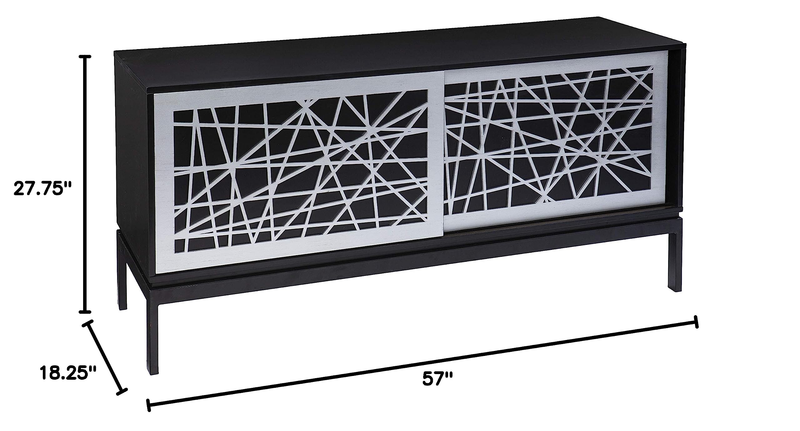 SEI Furniture Arminta Modern Media Cabinet - Black & Silver Finish for Living Room, Bedroom & Home Theater Storage