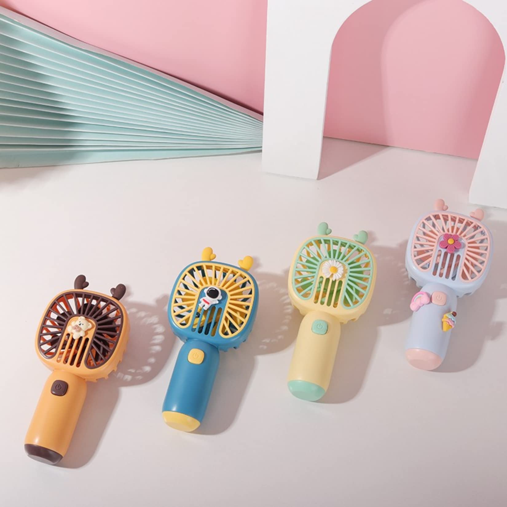 Cute Mini Handheld Personal Fan - USB Rechargeable Portable Fan for Summer Cooling - Battery Operated Pocket Fan for Kids, Teens, School, Office & Outdoor Travel - Perfect for Hot Weather, Beach, Camping & Daily Use (Cat Ear Design, Blue)