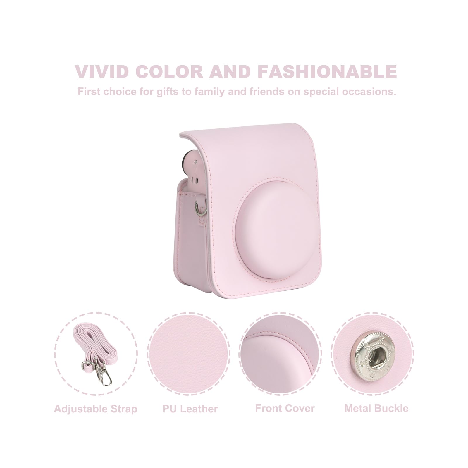 11 in 1 Accessories Kit for Fujifilm Instax Mini 12 Camera - Includes Camera Case, Photo Album, DIY Sticker, Wall Hanging Frame & Tabletop Frame (Blossom Pink) - Perfect for Travel, Parties, Home Decor & Instant Photo Gifts