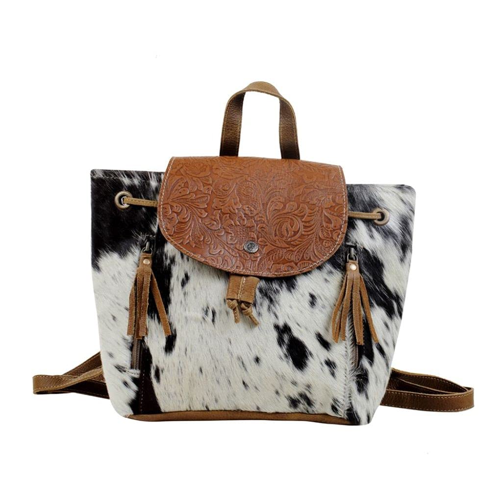Myra Bag Must Have Backpack - Upcycled Cowhide & Leather S-2843 - Durable & Stylish for Travel, Work & School