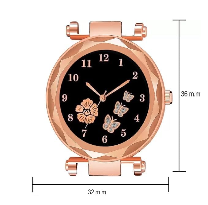 Darsh Analog Flower Butterfly Print Dial Leather Strap Women's & Girls' Watches - Elegant Fashion Accessory for Casual Wear, Office, and Special Occasions