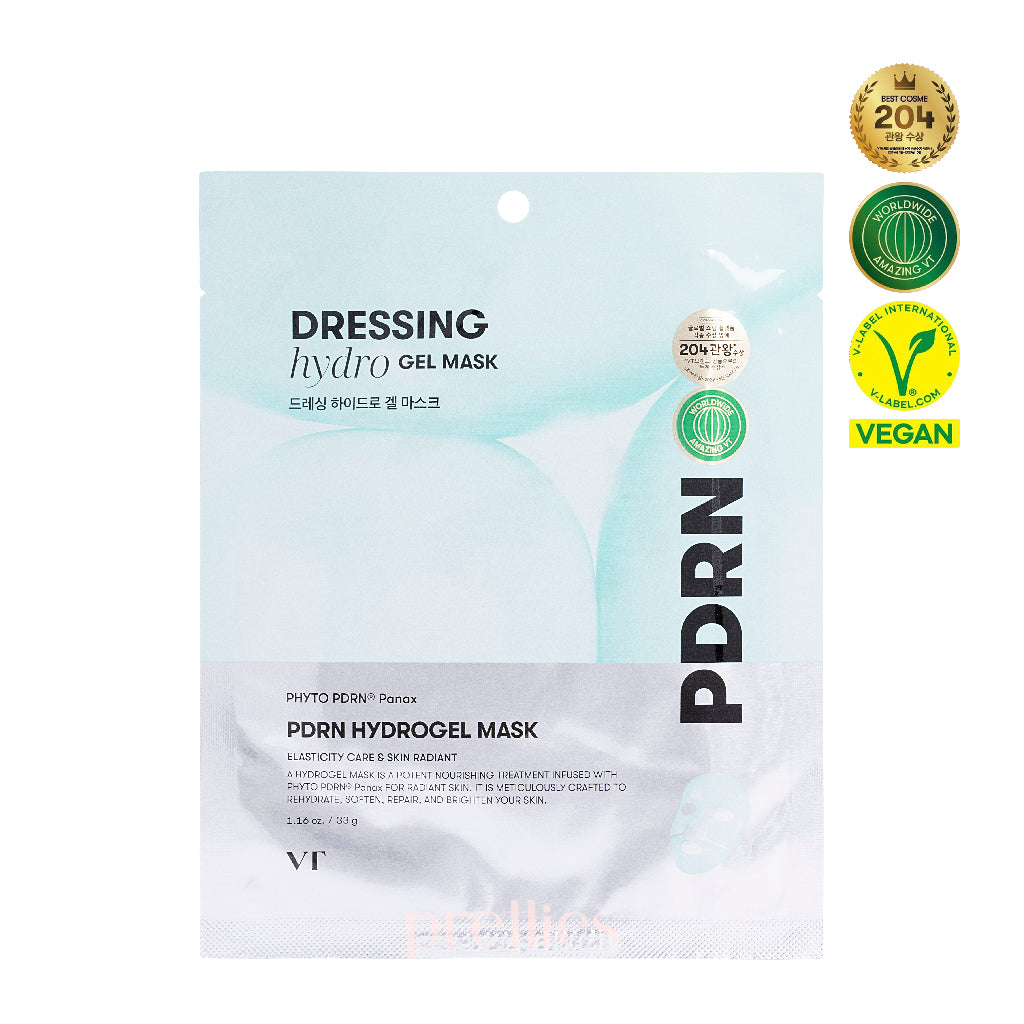VT PDRN Hydrogel Face Mask 1pc x4 Pack - Korean Skincare for Wrinkles & Hydration - Perfect for Night Routine & Post-Treatment Care