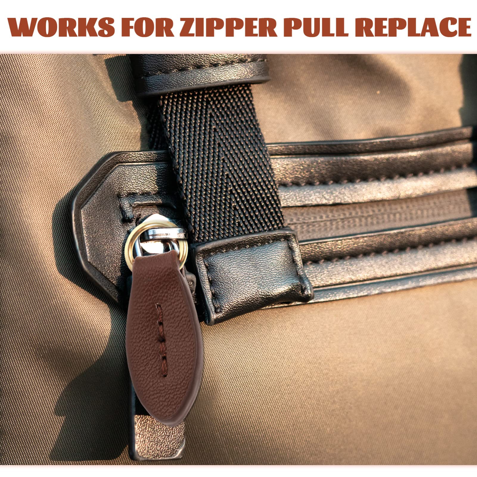 SUPVOX 5Pcs Brown Leather Zipper Pulls - Replacement Leaf Zipper Heads for Handbags, Purses & Backpacks - Durable Bag Accessories for Fashion Upgrades & DIY Projects