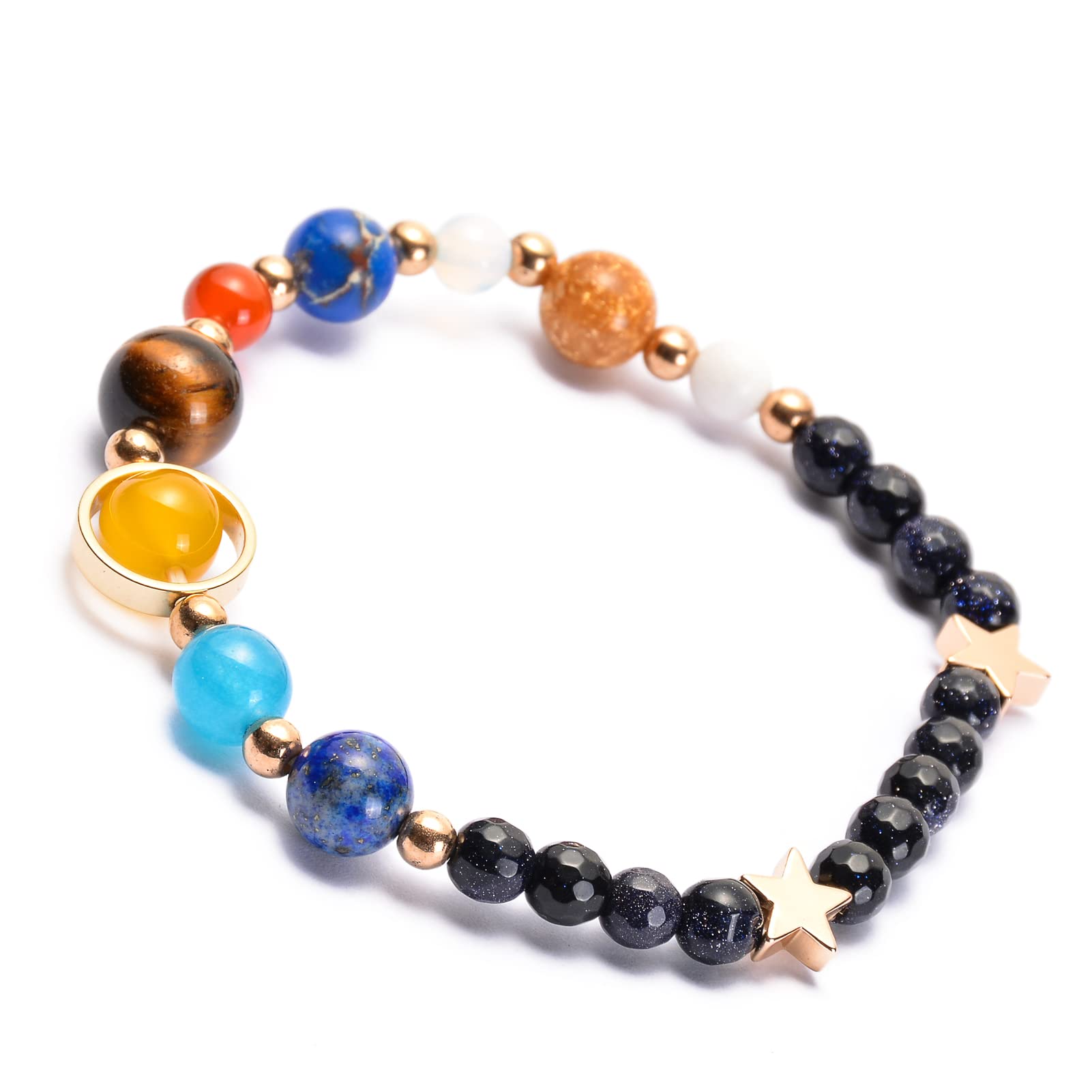 Solar System Bracelet - Universe Galaxy Bracelet with 8 Planets & Guardian Stars - Stretch Yoga Chakra Bracelet for Men & Women - Lava Rock Essential Oil Diffuser Bracelet for Meditation, Yoga & Spiritual Healing