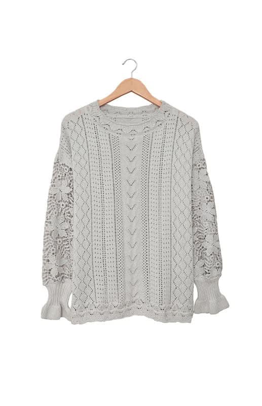 Elegant Cutout Petal Sleeve Sweater for Women - Trendy Knit Pullover for Fall & Winter - Perfect for Office, Date Night & Casual Outings