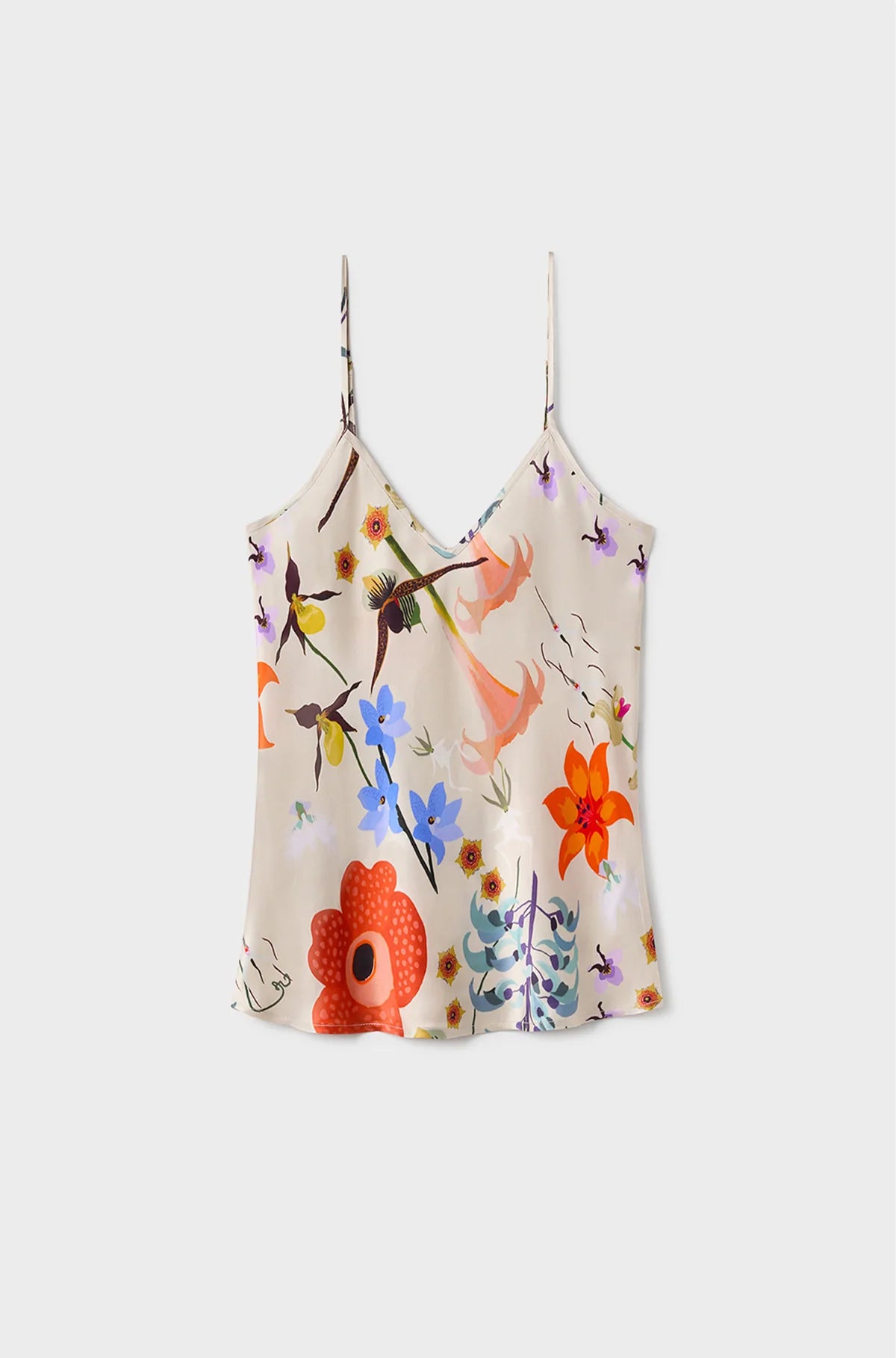 Bias Cut Cami Top in Hazelnut with Lost Flowers Print - Perfect for Layering, Summer Outfits & Boho Fashion