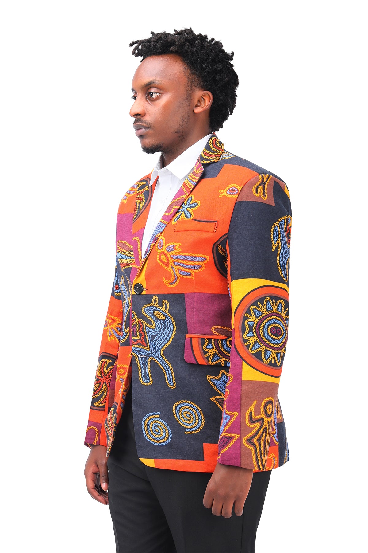 Men's Floral Printed Casual Blazer Coat - Orange Slim Fit Suit Jacket for Business Casual, Weddings & Outdoor Events