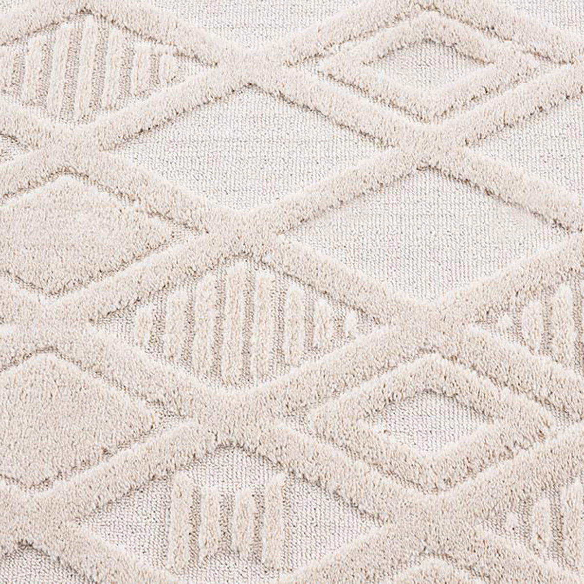 Kira Diamond Detail Textured Rug - Soft Non-Slip Area Carpet for Living Room, Bedroom & Nursery - Boho Chic Home Decor