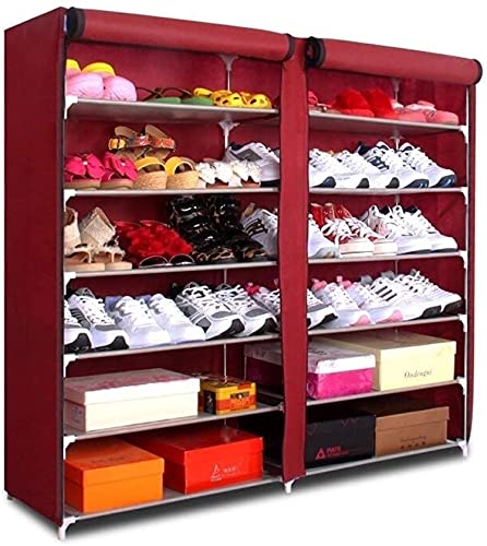 7-Layer 14-Grid Dustproof Shoe Rack Organizer - Non-Woven Fabric Shoe Storage Shelf for Home, Closet & Entryway - Space Saving Shoe Cabinet for Sneakers, Boots & Heels