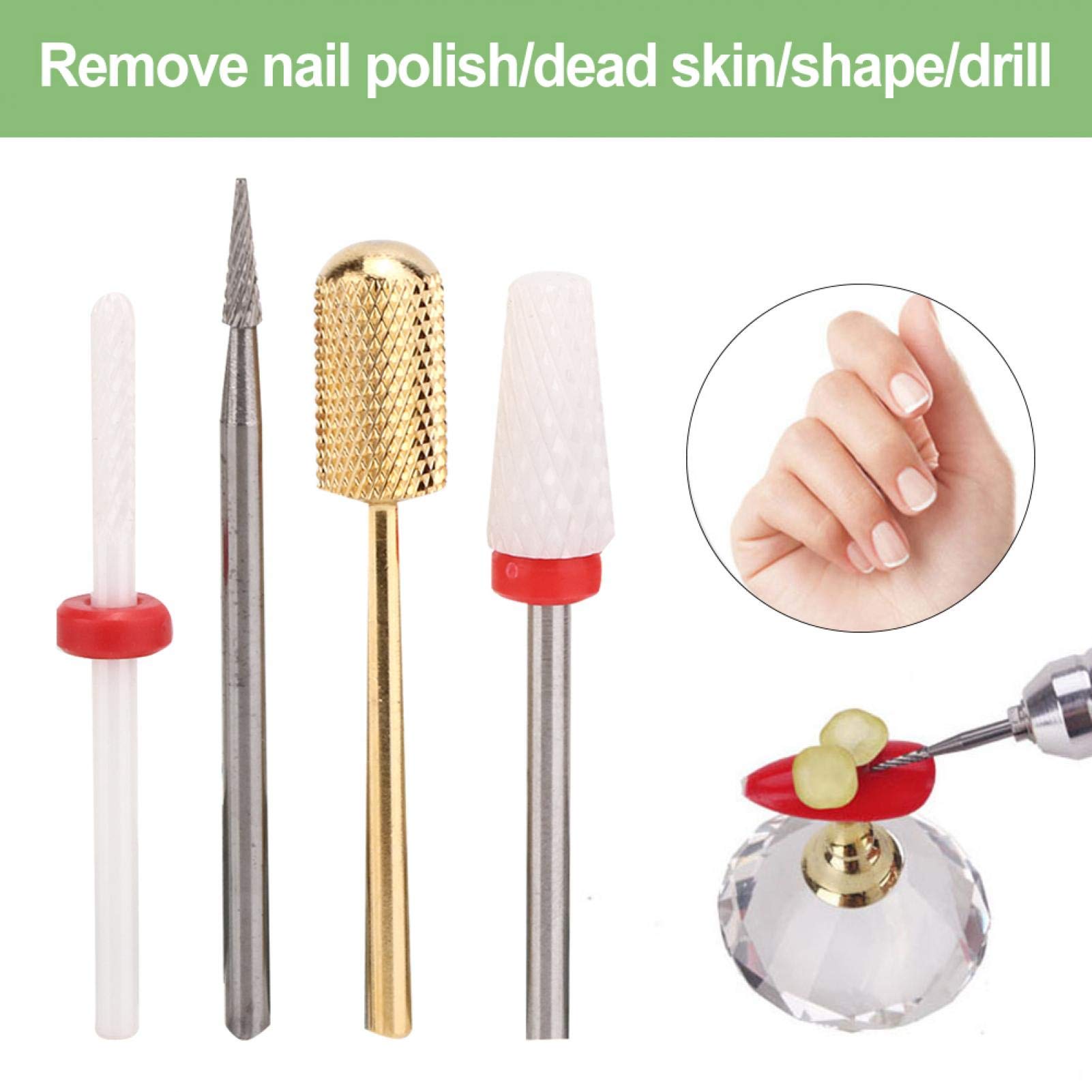 4PCS Professional Nail Drill Bits Set - 3/32 Inch Acrylic Nail File, Cuticle Drill & Fine Grit Efile Bits for Manicure, Pedicure & Salon Use - Perfect for Home Nail Care & Professional Nail Art (FD-8)