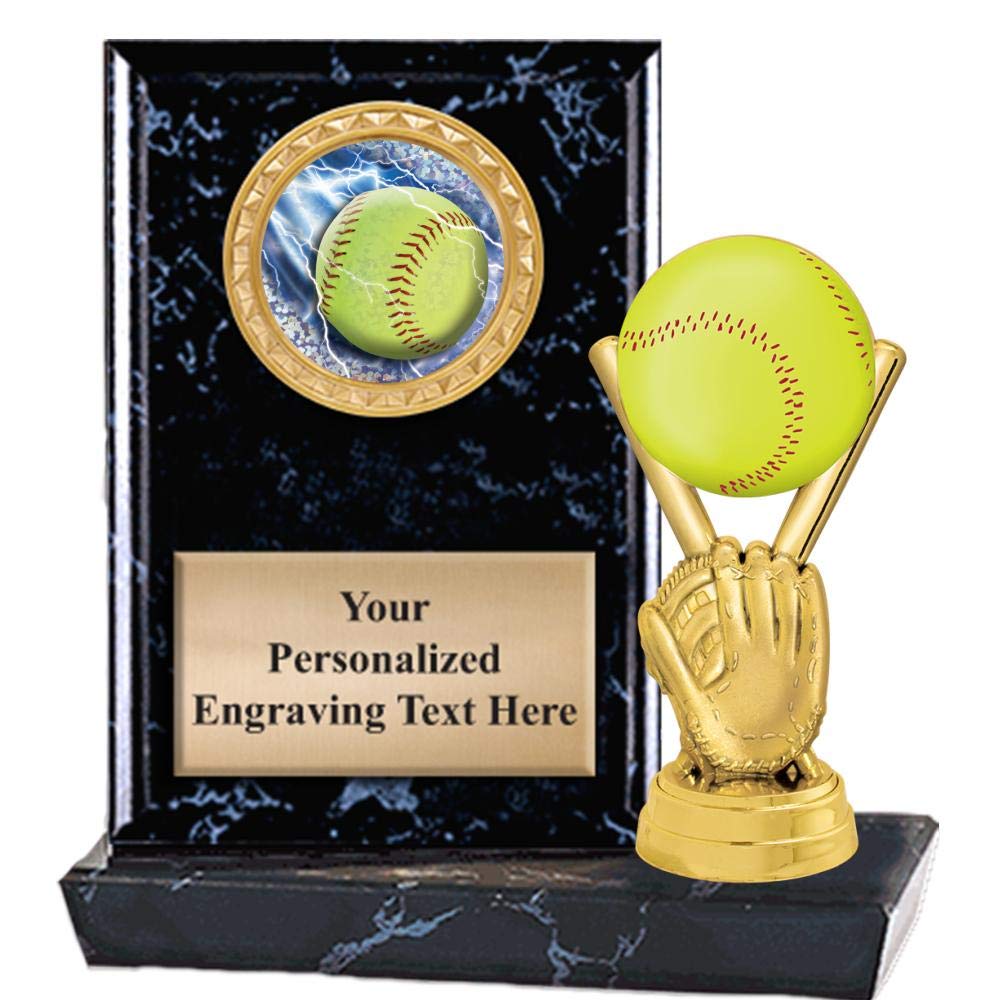 Custom Engraved 6x6 Inch Softball Colorific Plaque Award - Glitz Trophy for Softball Players & Teams | Perfect for Tournaments, Championships & Recognition Ceremonies