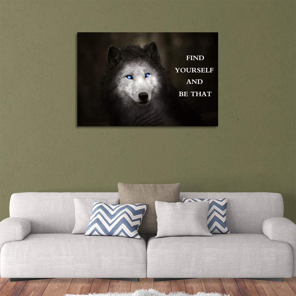 Yetaryy Wolf Canvas Wall Art - Motivational Quote Inspirational Poster (24x36 Inches) for Office, Classroom, Gym & Home Decor - Framed & Ready to Hang - Perfect for Motivation & Positive Vibes in Work & Living Spaces