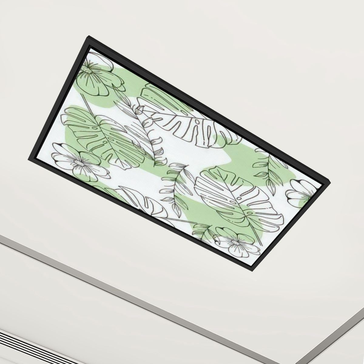 4 x 2 ft Decorative Fluorescent Light Cover - Hand-Painted Floral Leaf Design, Magnetic Light Fixture Cover for Ceiling Lights | Perfect for Classroom, Office, Boho Home Decor, Hotel & Restaurant Lighting